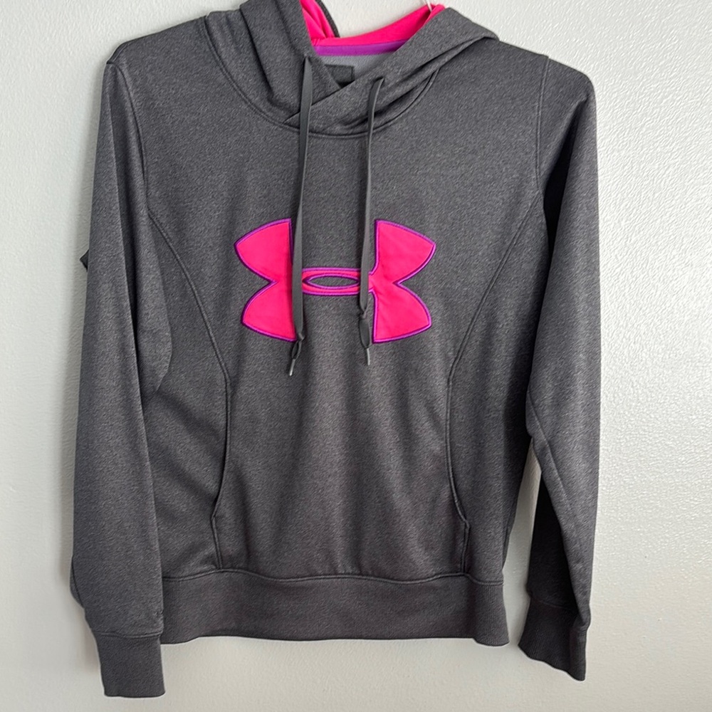 Under Armour Gray Hoodie with Pink Logo